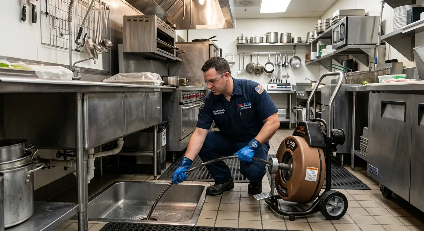 Commercial drain cleaning service in a restaurant kitchen in Town 'n' Country