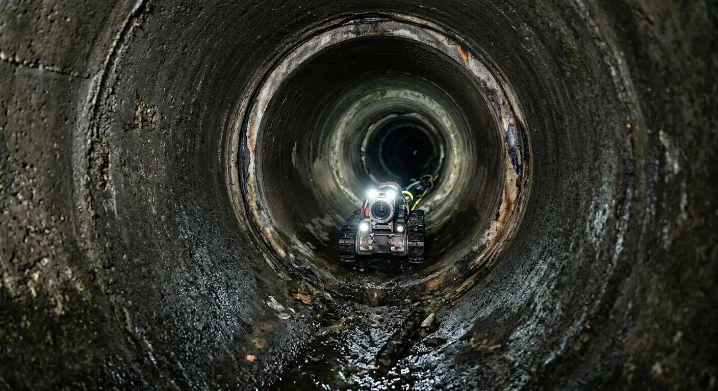 Robotic sewer camera inspecting pipe interior for Sewer Line Repair in Town 'n' Country